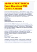 ABFM HYPERTENSION Exam Questions With Correct Answers 