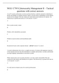 WGU C795 Cybersecurity Management II &ndash; Tactical questions with correct answers