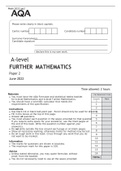 AQA A level FURTHER MATHEMATICS Paper 2 June 2022 QUESTION PAPER and FINAL MARK SCHEME BUNDLE