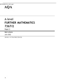 AQA A level FURTHER MATHEMATICS Paper 2 FINAL MARK SCHEME
