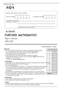 AQA A level FURTHER MATHEMATICS Paper 3 June 2022 QUESTION PAPER and FINAL MARK SCHEME BUNDLE&period;