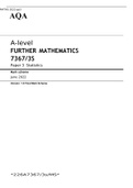 AQA A level FURTHER MATHEMATICS 7367&sol;3S Paper 3 June 2022 FINAL MARK SCHEME> Statistics
