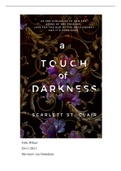 Boekverslag Engels  A Touch of Darkness, ISBN: 9781728258454
