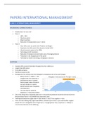 LECTURE NOTES INCLUDING SUMMARY OF PAPERS INTERNATIONAL MANAGEMENT 