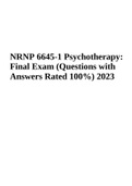 NRNP 6645-1 Psychotherapy: Final Exam (Questions with Answers Rated 100%) 2023