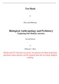 Biological Anthropology and Prehistory Exploring Our Human Ancestry, 2e Patricia Rice  (Test Bank)