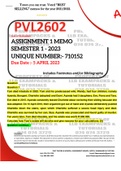 PVL2602 ASSIGNMENT 1 MEMO - SEMESTER 1 - 2023 - UNISA - (DETAILED ANSWERS WITH FOOTNOTES - DISTINCTION GUARANTEED)