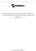 2023-HESI Mental Health RN Questions and Answers from V1-V3 Test Banks from Actual Exams 2023) Complete