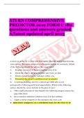 ATI RN COMPREHENSIVE PREDICTOR 2019 FORM C 180  questions and answers graded A/latest updated april 2023