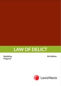 Law of delict Textbook by J. Neethling