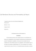 Lab Report Cell Membrane Structure and Permeability 2023 Review