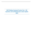  Medical Assistant Practice Test - 145  Questions and verified Answers Latest Update 2023