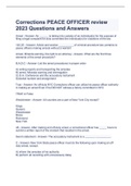 Corrections PEACE OFFICER review 2023 Questions and Answers