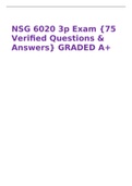 NSG 6020 3p Exam {75 Verified Questions & Answers} GRADED A+