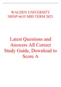 WALDEN UNIVERSITY NRNP 6635 MID TERM 2021     Latest Questions and Answers All Correct Study Guide, Download to Score A
