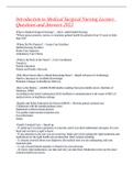 Introduction to Medical Surgical Nursing Lecture  Questions and Answers 2023