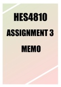 HES4810 Assignment 3 MEMO