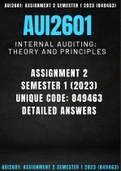 AUI2601 Assignment 2 (SOLUTIONS) Semester 1 (2023) Unique Code: 849463