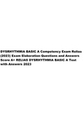 DYSRHYTHMIA BASIC A Competency Exam Relias (2023) Exam Elaboration Questions and Answers Score A+ RELIAS DYSRHYTHMIA BASIC A Test with Answers 2023.