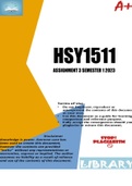 HSY1511 ASSIGNMENT 3 SEMESTER 1 2023