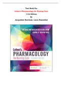 Test Bank For Lehne's Pharmacology for Nursing Care  11th Edition By Jacqueline Burchum, Laura Rosenthal |All Chapters, Complete Q & A, Latest|
