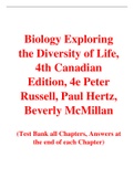 Biology Exploring the Diversity of Life, 4th Canadian Edition, 4e Peter Russell, Paul Hertz, Beverly McMillan, (Test Bank)