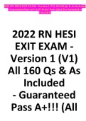 2022 2023 RN HESI EXIT EXAM - Version 1 &lpar;V1&rpar; All 160 Qs & As Included A&plus;GRADED DOWNLOAD TO SCORE BEST EVER GRADES 2022 2023 RN HESI EXIT EXAM - Version 1 &lpar;V1&rpar; All 160 Qs & As Included A&plus;GRADED DOWNLOAD TO SCORE BEST EVER GRADES 2022 2023 RN HESI EXIT EXAM