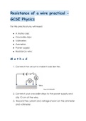 GCSE Physics - Resistance Of A Wire Practical Summary Sheet (Achieved 8/8)