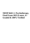 NRNP 6645-1: Psychotherapy, Final Exam 2023 Latest Graded  A+