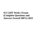 SCI 220T Week 3 Exam | Complete | Questions and Answers Scored A+ | Latest 2023