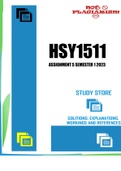 HSY1511 Assignment 5 Semester 1 2023
