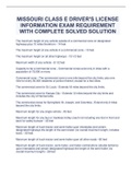 MISSOURI CLASS E DRIVER'S LICENSE INFORMATION EXAM REQUIREMENT WITH COMPLETE SOLVED SOLUTION 