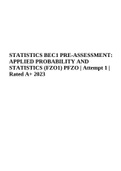 STATISTICS BEC1 PRE-ASSESSMENT: APPLIED PROBABILITY AND STATISTICS (FZO1) PFZO | Attempt 1 | Rated A+ 2023