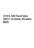 AVIA 340 Final Quiz 2023 - Aviation Weather B03