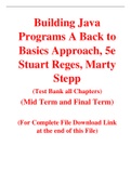 Building Java Programs A Back to Basics Approach, 5e Stuart Reges, Marty Stepp (Test Bank) (Mid Term and Final Term with Solution Manual)