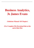 Business Analytics 3rd Edition By James Evans (Solution Manual)