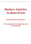Business Analytics 3rd Edition By James Evans &lpar;Solution Manual&rpar;