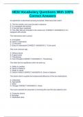 HESI Vocabulary Questions With 100&percnt; Correct Answers