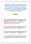 SEP FLIGHT ATTENDANT &lpar;AIR CANADA&rpar; 2 VERSIONS &lpar;VERSION A NAD B&rpar; NEWEST 2024 ACTUAL EXAM COMPLETE ACCURATE EXAM QUESTIONS AND CORRECT ANSWERS &lpar;VERIFIED ANSWERS&rpar; &vert;ALREADY GRADED A&plus;&vert;&vert;BRAND NEW VERSION&excl;&excl;