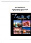 Solution Manual For Auditing&colon; A Risk Based-Approach 12th Edition by Zehms & Rittenberg&comma; ISBN&colon; 9780357721872&comma; All 15 Chapters Covered&comma; Verified Latest Edition