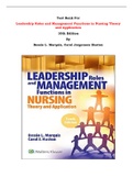 Test Bank For Leadership Roles and Management Functions in Nursing Theory and Application  10th Edition By Bessie L. Marquis, Carol Jorgensen Huston |All Chapters, Complete Q & A, Latest|