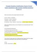 Google Analytics Certification Exam&sol; Actual Exam Questions with Correct Verified answers&sol; Rated A&plus;