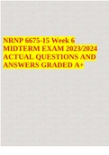 NRNP 6675-15 Week 6 MIDTERM EXAM 2023/2024 ACTUAL QUESTIONS AND ANSWERS GRADED A+