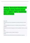 Milady Standard Barbering  sample state board exam  test 3 2023 100% VERFIED  SOLUTIONS