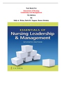 Test Bank For Essentials of Nursing Leadership and Management 7th Edition By Sally A. Weiss, Ruth M. Tappen, Karen Grimley |All Chapters, Complete Q & A, Latest|