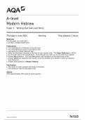 AQA A LEVEL MODERN HEBREW QUESTION PAPER 2 2024 &lpar;7672&sol;2&rpar; Writing &lpar;Set texts and films&rpar;