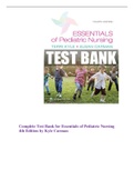 Complete Test Bank for Essentials of Pediatric Nursing 4th Edition by Kyle Carman