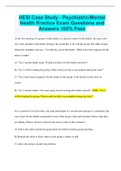 HESI Case Study - Psychiatric/Mental Health Practice Exam Questions and Answers 100% Pass