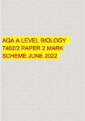 AQA A LEVEL BIOLOGY 7402/2 PAPER 2 MARK SCHEME JUNE 2022