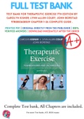 Test Bank For Therapeutic Exercise 7th Edition By Carolyn Kisner; Lynn Allen Colby; John Borstad 9780803658509 Chapter 1-26 Complete Guide .